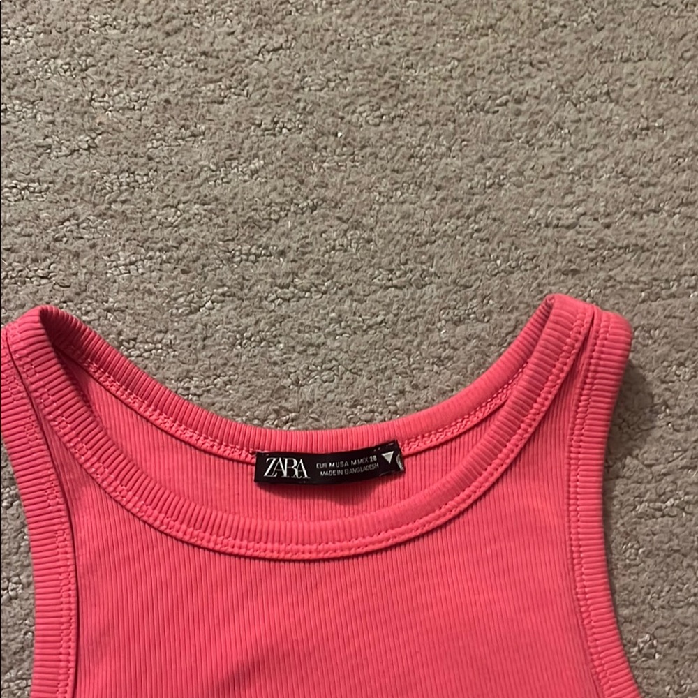 Zara Pink Ribbed Crop Top - Picture 2 of 7